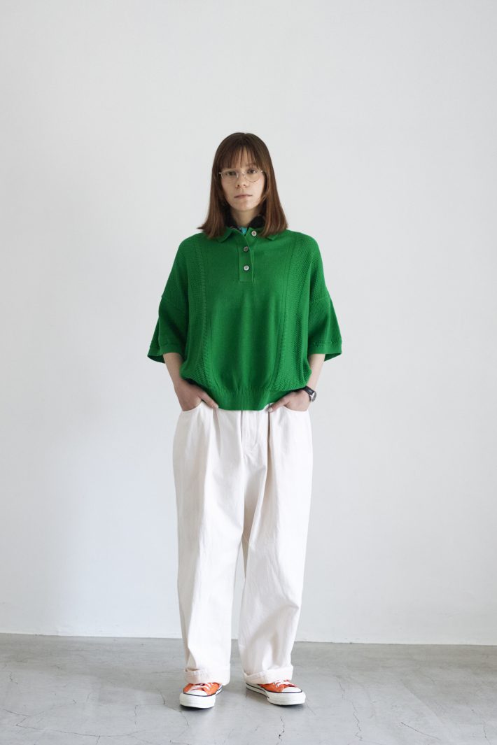 YASHIKI Tsubomi Knit Polo / グレージュ サイズ3 - ファッション